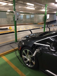 2014 Cadillac ELR Graphite Gray plugged in underground parking lot